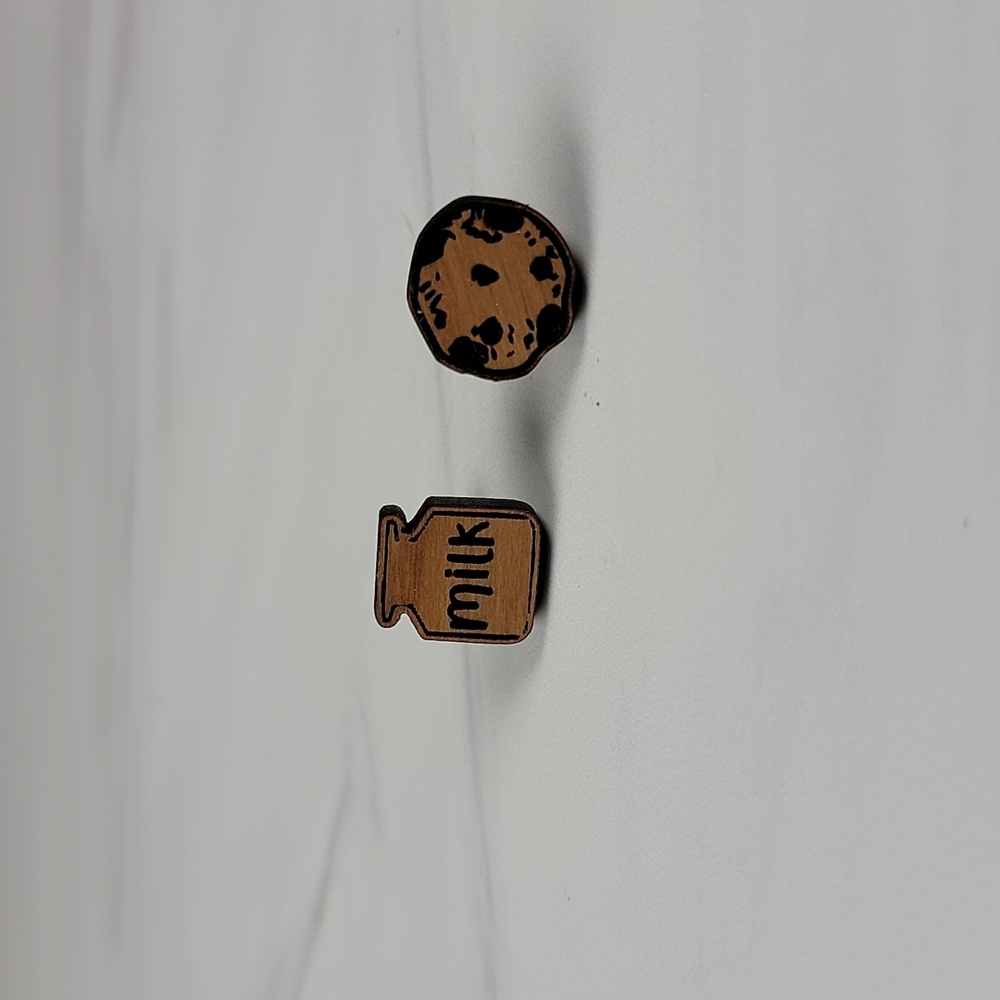Milk and cookie wooden earrings